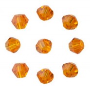 Faceted glass beads Bicone 4mm Light orange